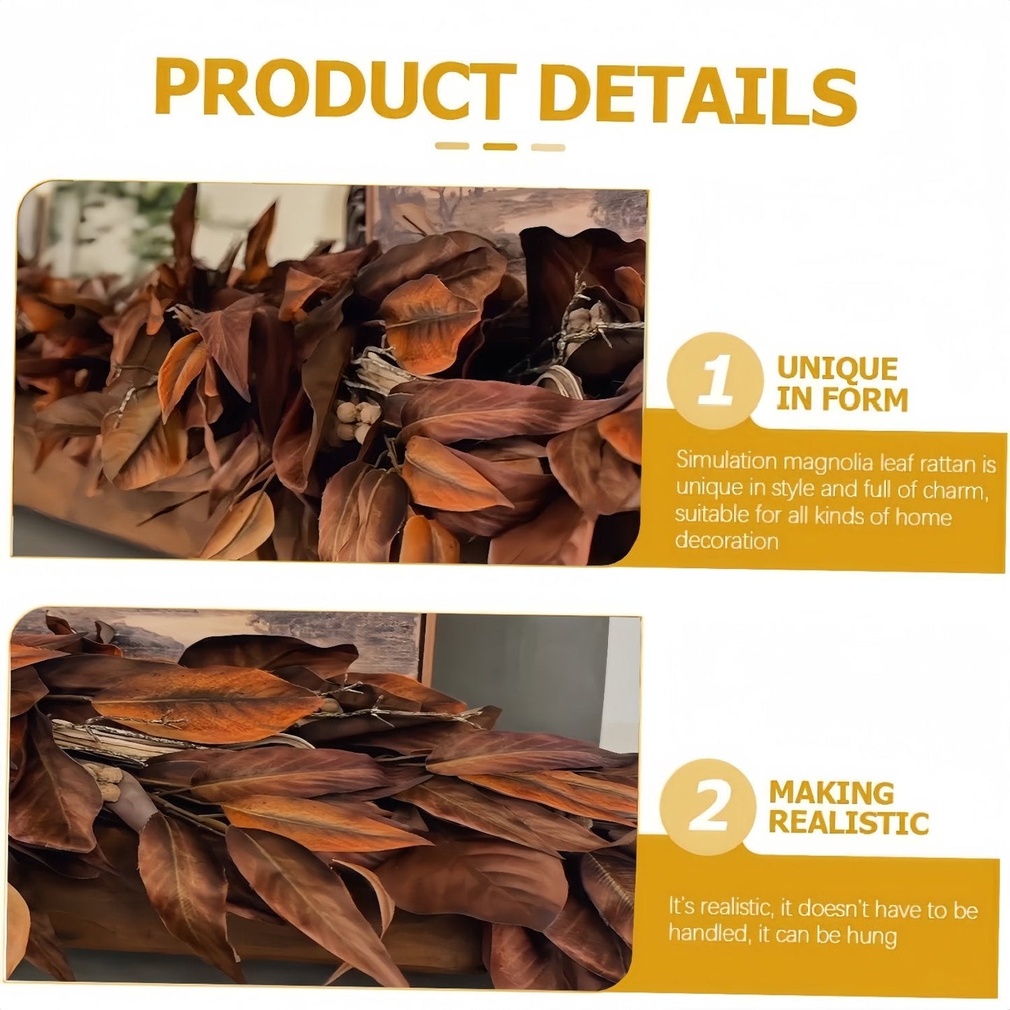 🔥Hot Sale🔥Brown Magnolia Leaf Garland