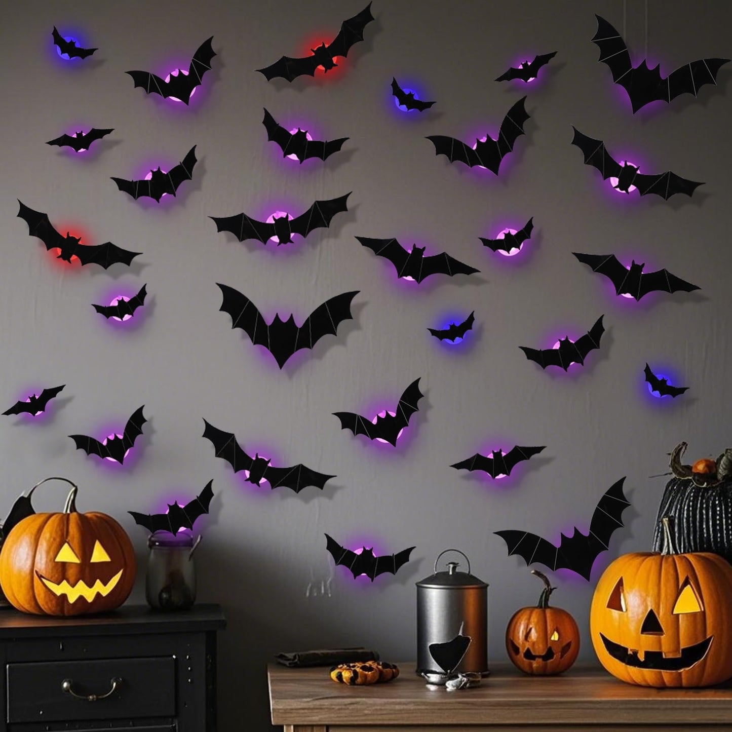 🎃2025 Halloween Must-Have🦇: 3D Bat Light Decoration Set