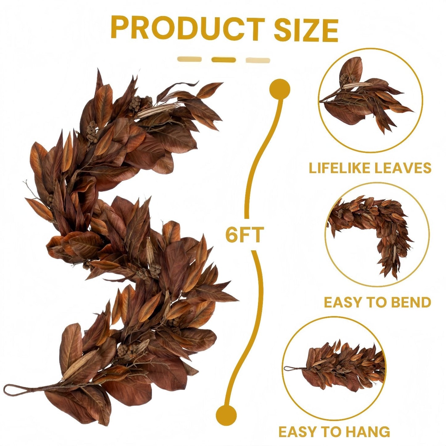 🔥Hot Sale🔥Brown Magnolia Leaf Garland