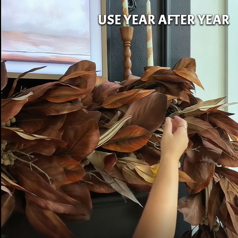 🔥Hot Sale🔥Brown Magnolia Leaf Garland