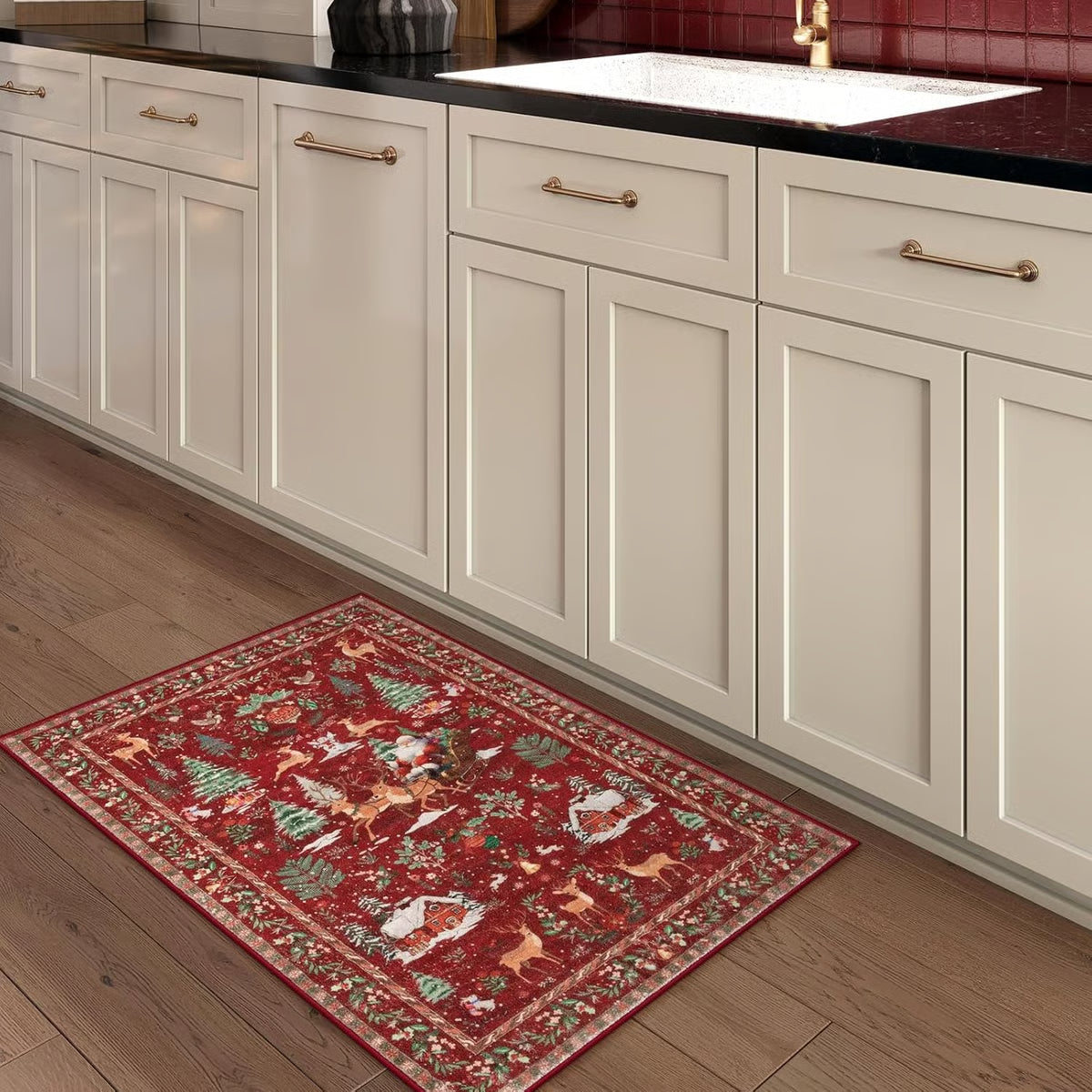 🦌Christmas Deer Santa Rug