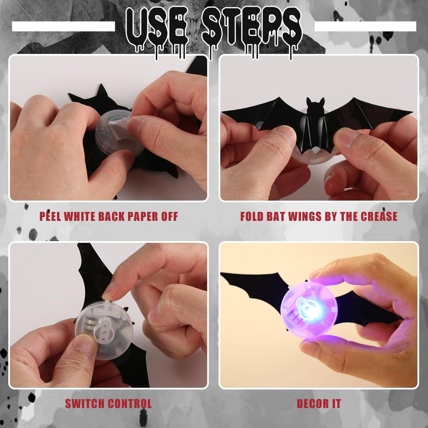 🎃2025 Halloween Must-Have🦇: 3D Bat Light Decoration Set