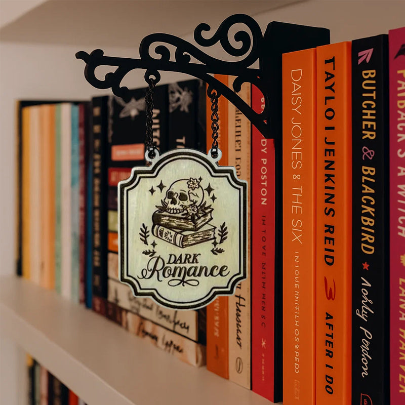 🔥2025 New Arrival 🔥Book Nook Tavern Signs – Genre Shelf Labels with Hanging Brackets
