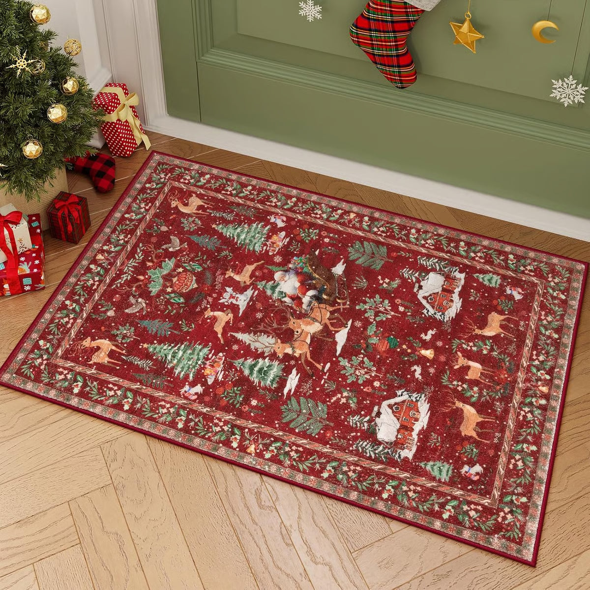 🦌Christmas Deer Santa Rug