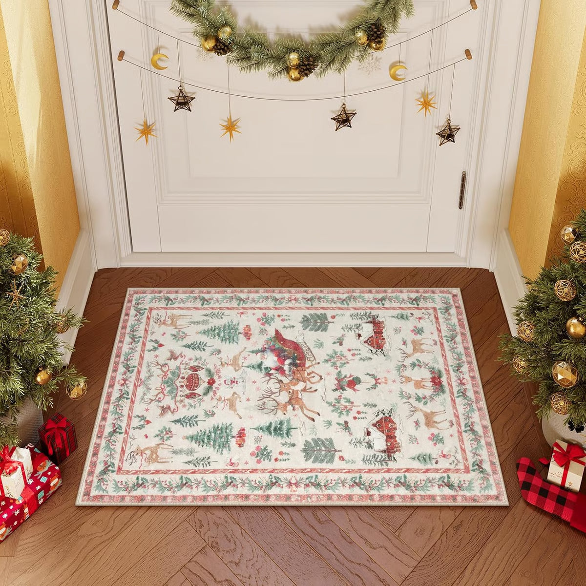 🦌Christmas Deer Santa Rug