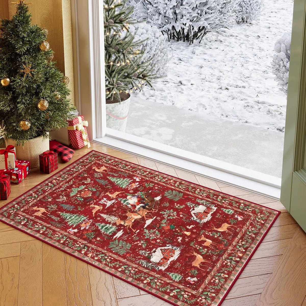 🦌Christmas Deer Santa Rug