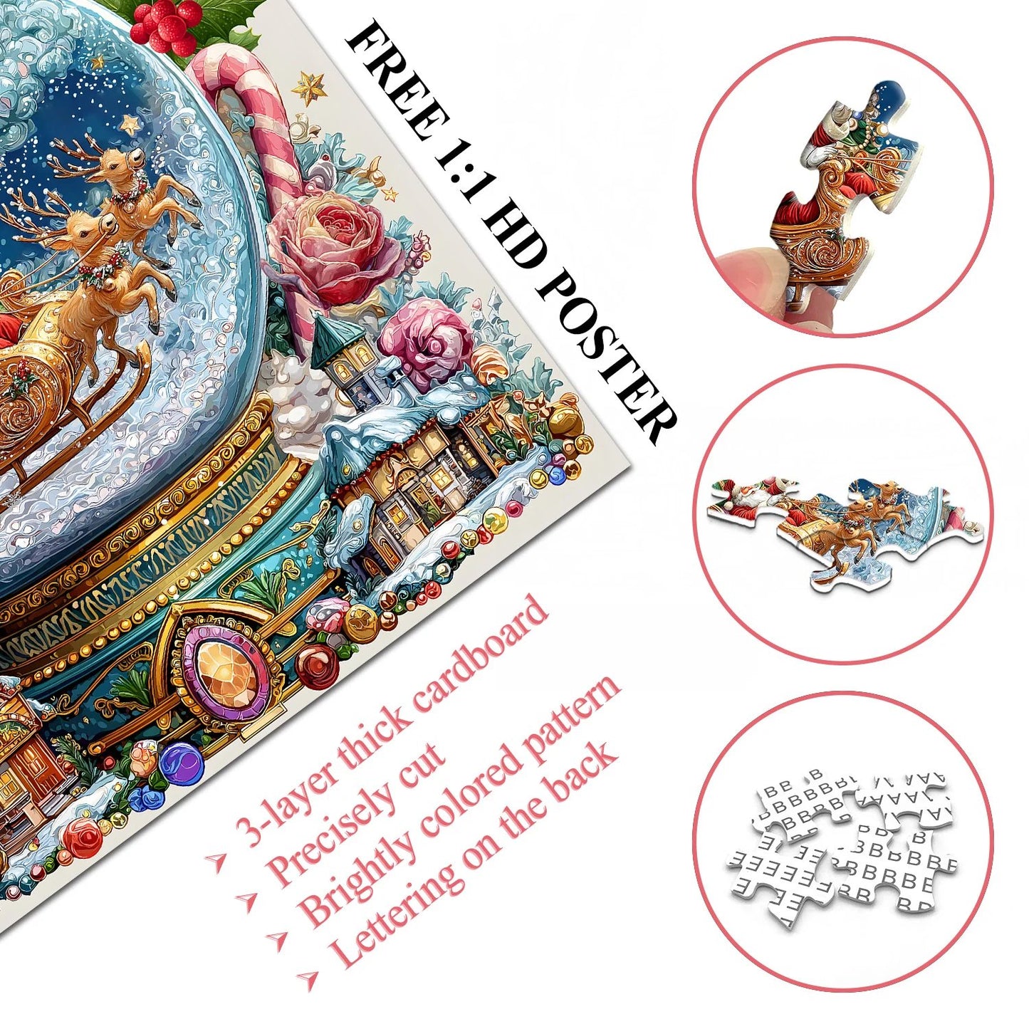 🎄🎅Christmas Crystal Ball Jigsaw Puzzles 1024 Pieces