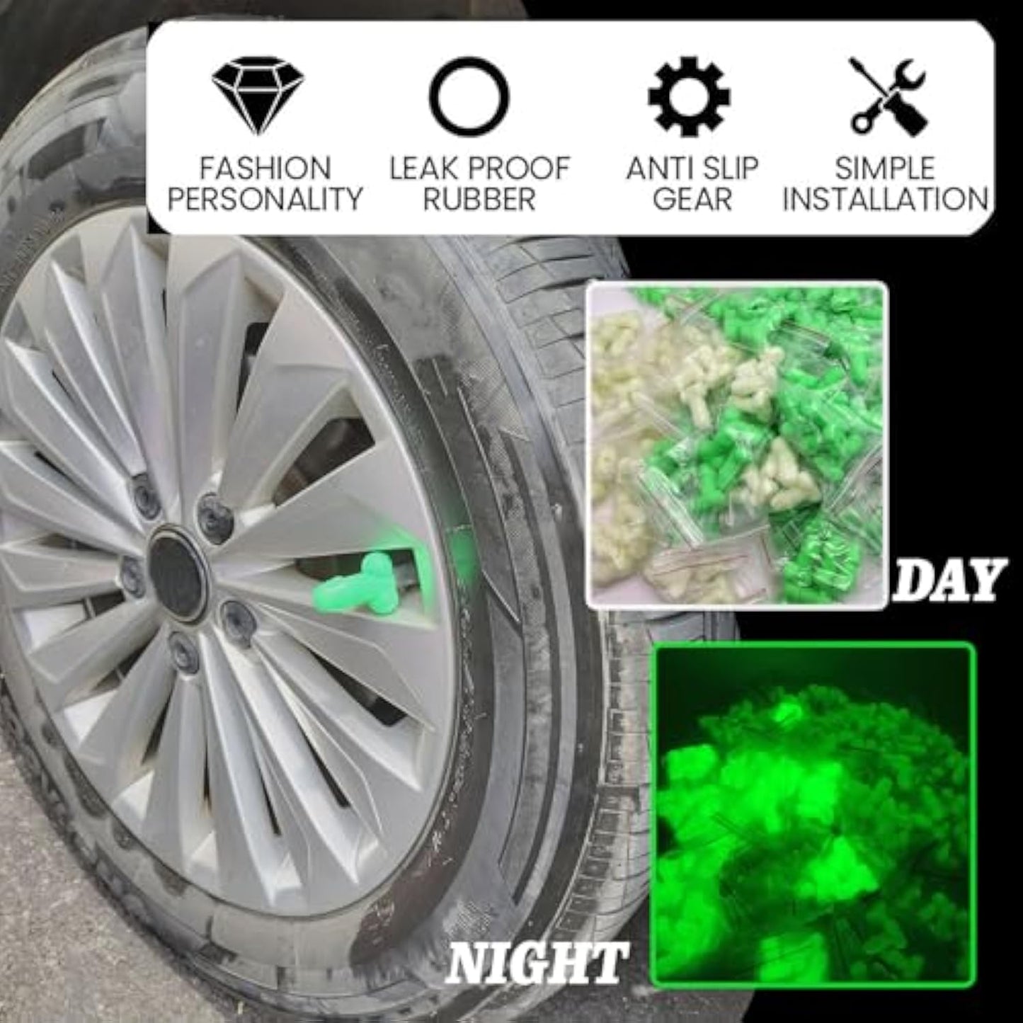 ❤️Highly recommended💥Glow in The Dark Prank Valve Stem Caps