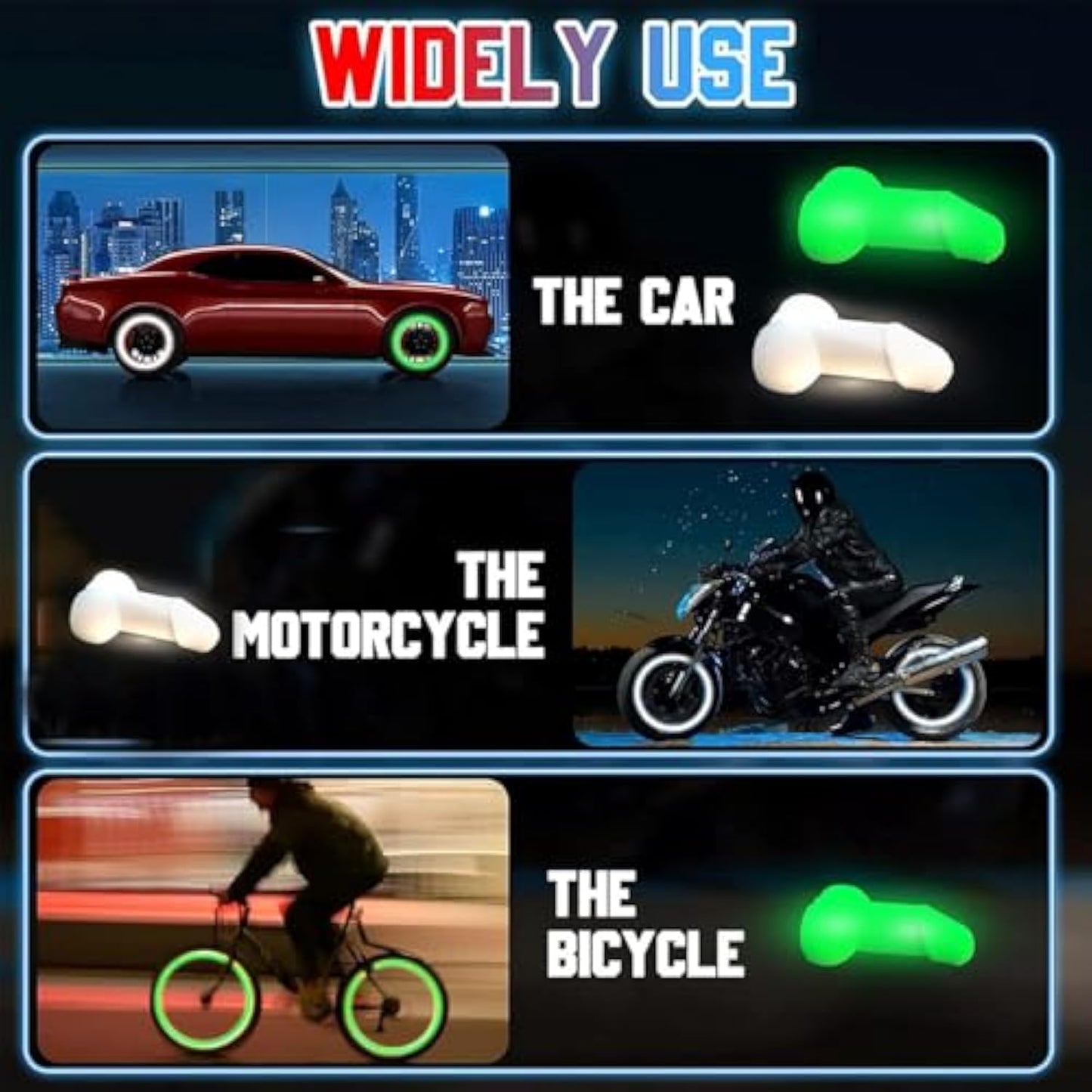 ❤️Highly recommended💥Glow in The Dark Prank Valve Stem Caps